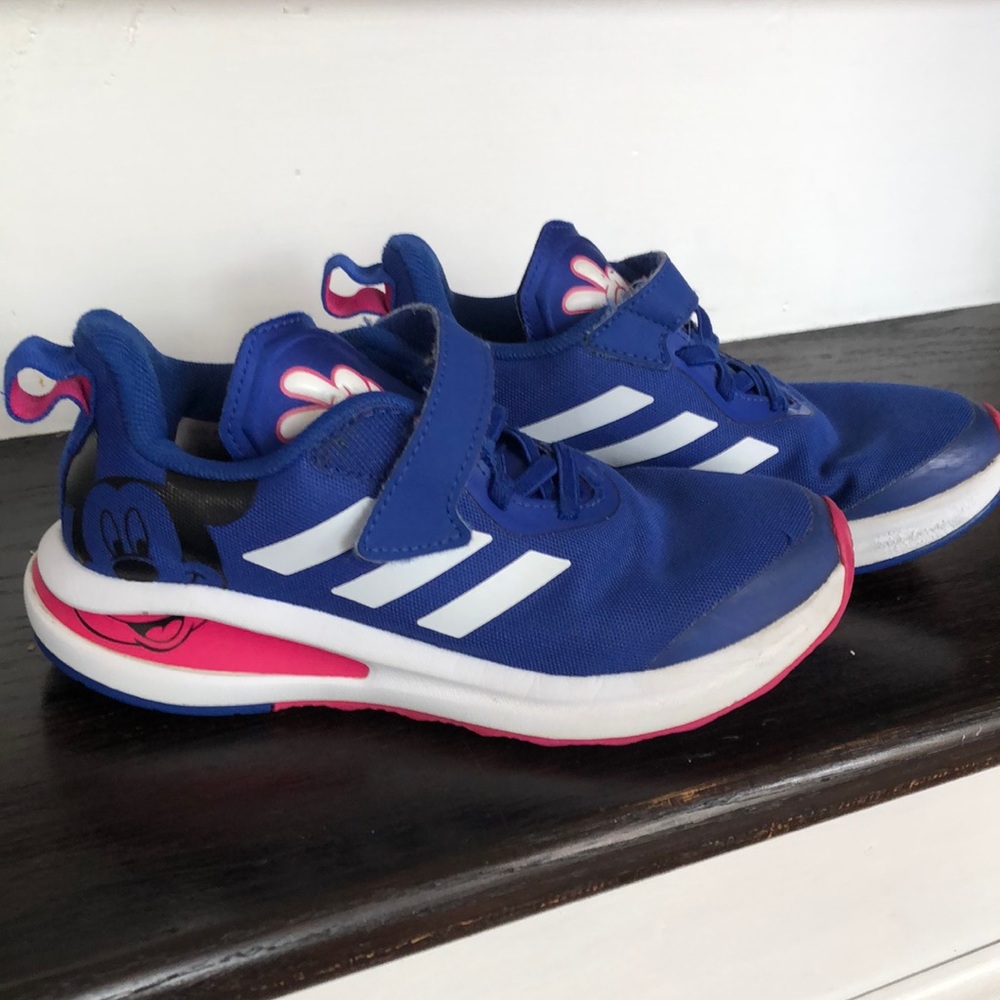 Adidas x Disney kids blue tennis shoes with Mickey Mouse size 2